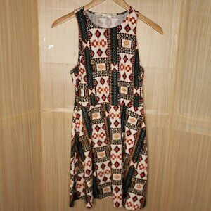 H&M  Aztec Print Sleeveless Fit And Flare Dress